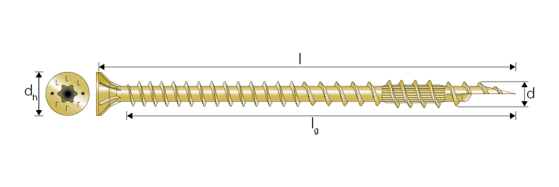 ESCRFTC Vis structurelle tête fraisée filetage total 3