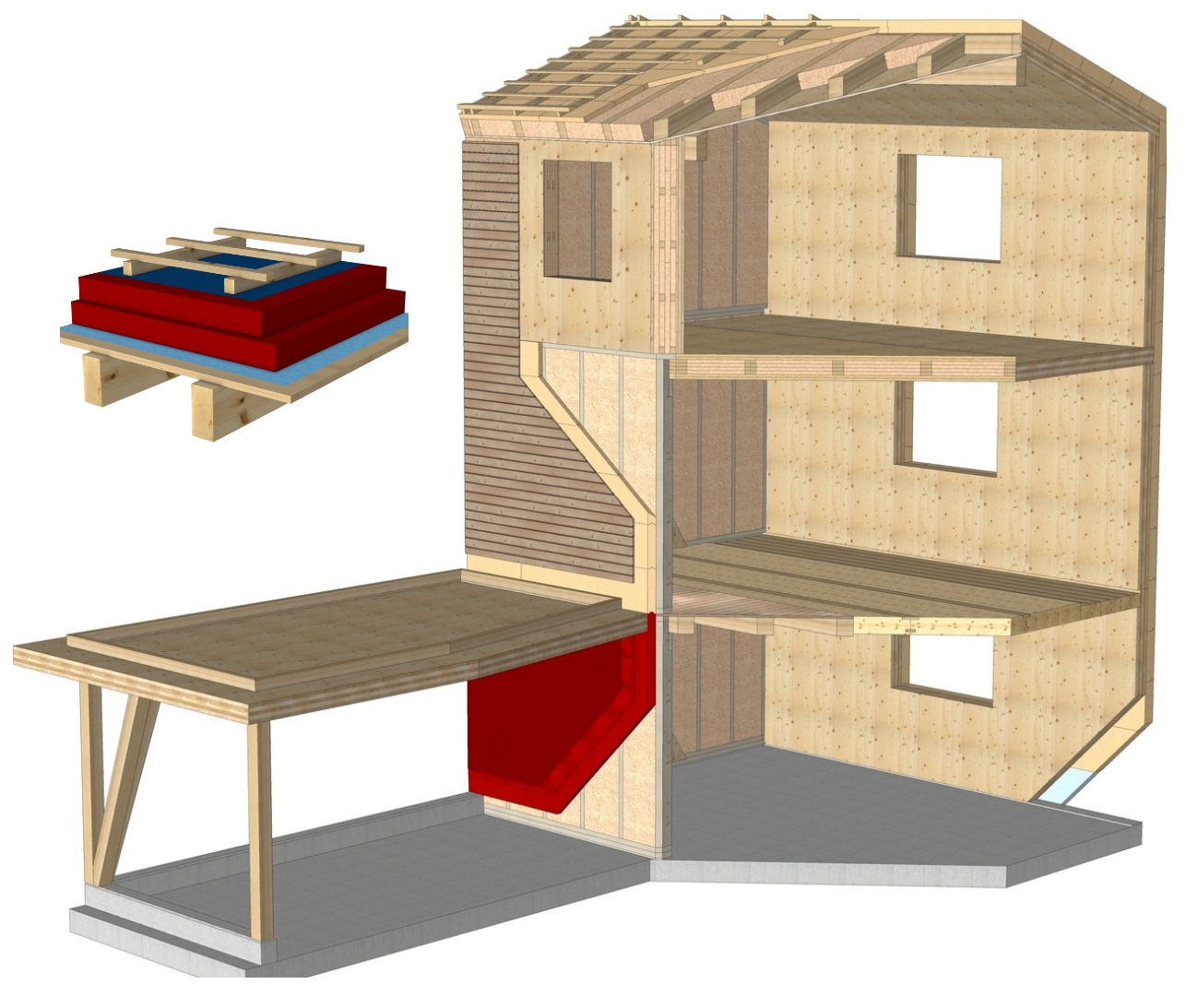 Panneau isolant fibre de bois Lignatherm 110 sur chevrons