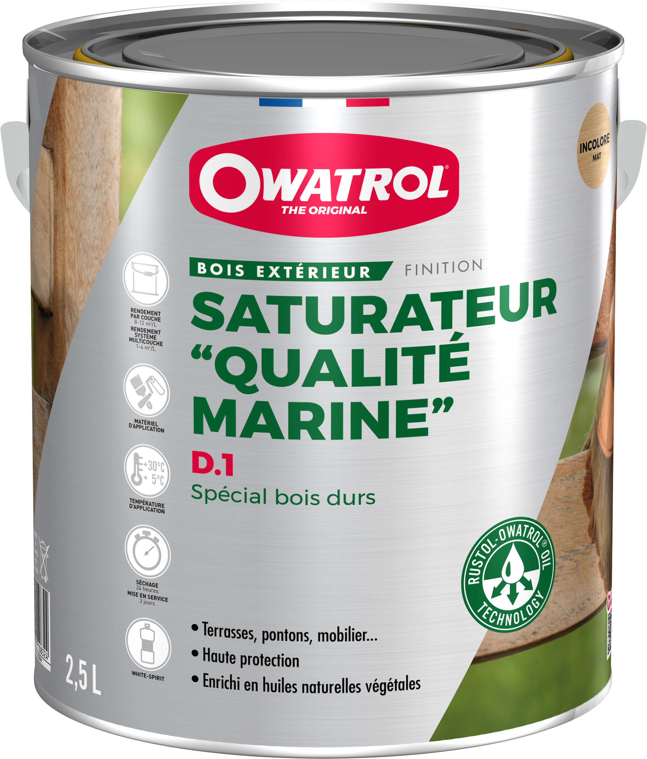 D1 QUALITE MARINE : Saturateur incolore pour bois durs
