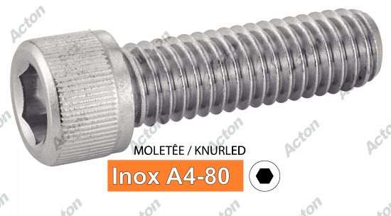Vis à métaux DIN 912 tête cylindrique six pans creux inox A4-80 Acton 4