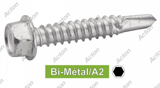Vis autoperçantes tête hexagonale à à embase Pointe 3 bi-metal / A2
