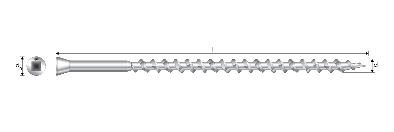 SSDTH Vis pour terrasse bois résineux - Inox A2 3