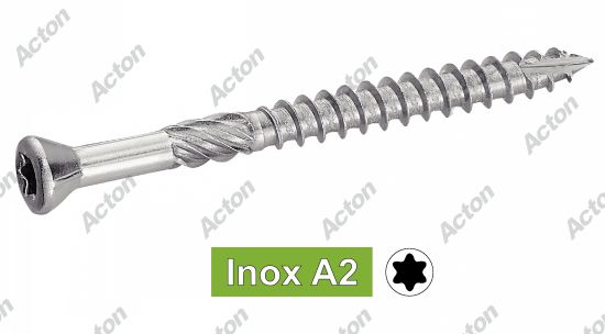 Vis terrasse tête fraisée réduite simplet filet inox A2 Acton