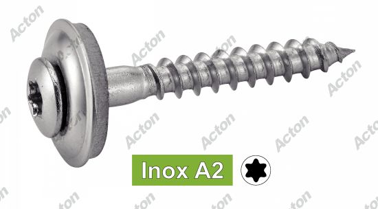 Vis à bois + Rondelle epdm ø 20 DIN 7995 tête fraisée bombée s inox A2