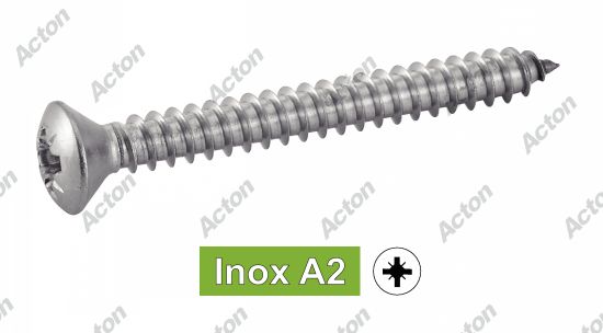 Vis à tôle tête fraisée bombée pozidrive forme c inox A2 - DIN 7983