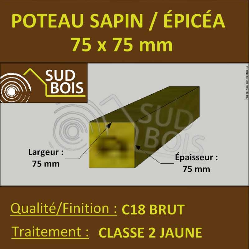 Chevron 75x75 Sapin / Épicéa Traité Classe 2 Jaune (à la palette)