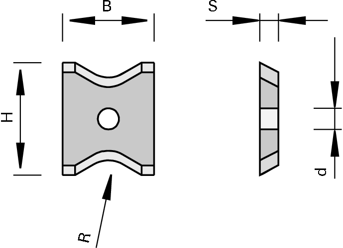 Plaquettes interchangeables HW à arrondir symétrique à 2 rayons LEUCO