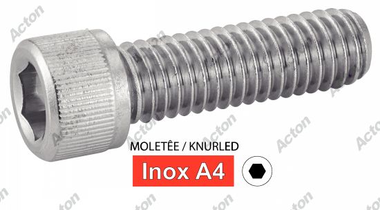 Vis à métaux DIN 912 tête cylindrique six pans creux inox A4 Acton 4