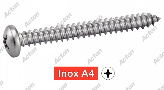 Vis à tôle tête cylindrique large phillips forme c inox A4 - DIN 7981