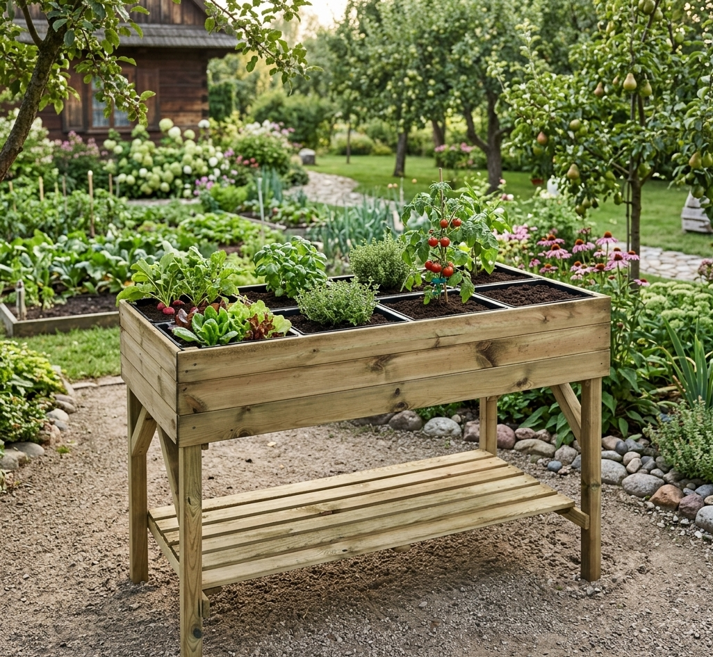 Potager sur pieds 8 cadres en bois 2