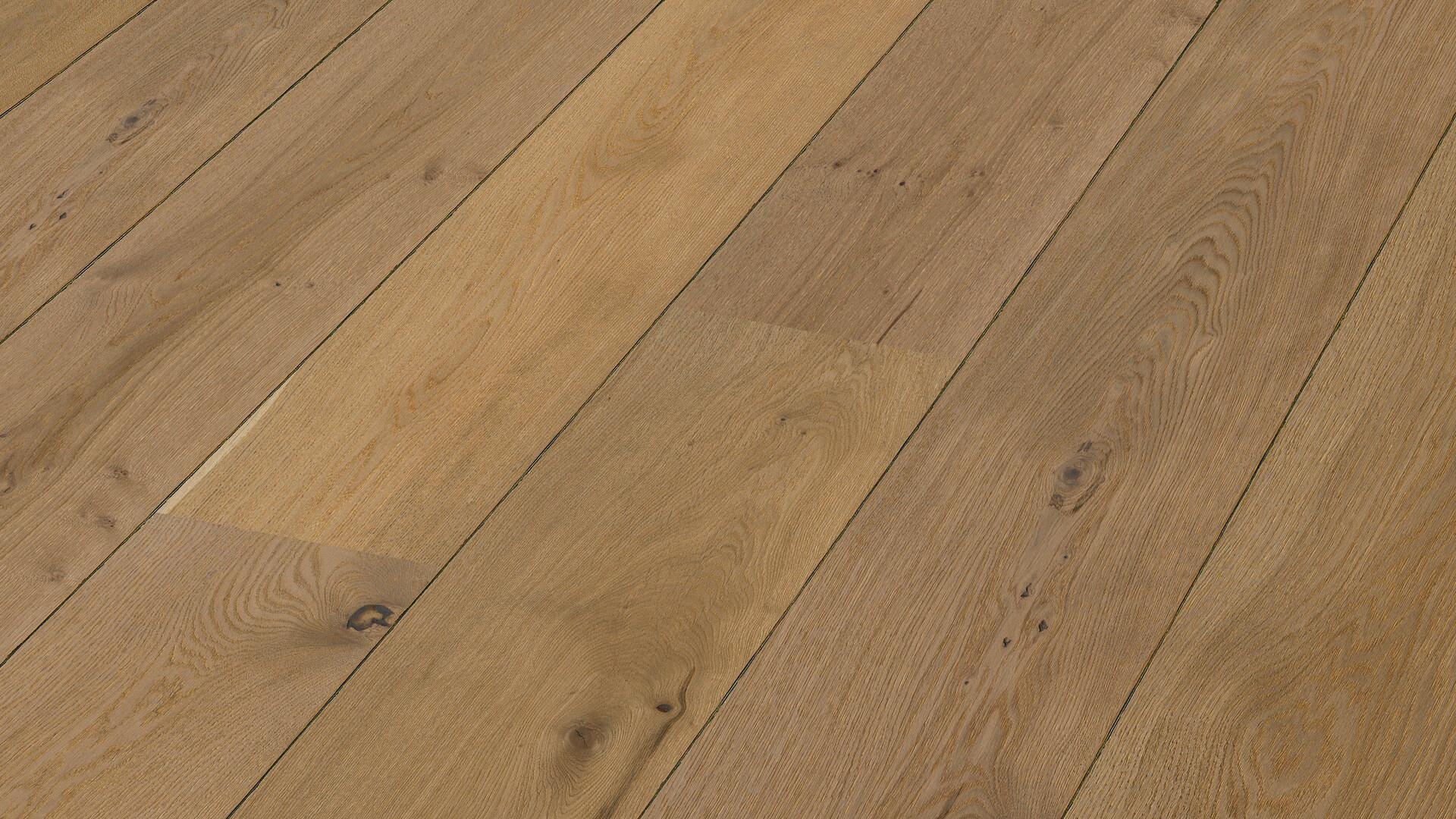 Lame de parquet contrecollé MEISTER Lindura HD 400 chêne Authentic greige oak verni