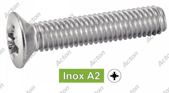 Vis à métaux tête fraisée bombée pozidrive DIN 966 inox A2 Acton