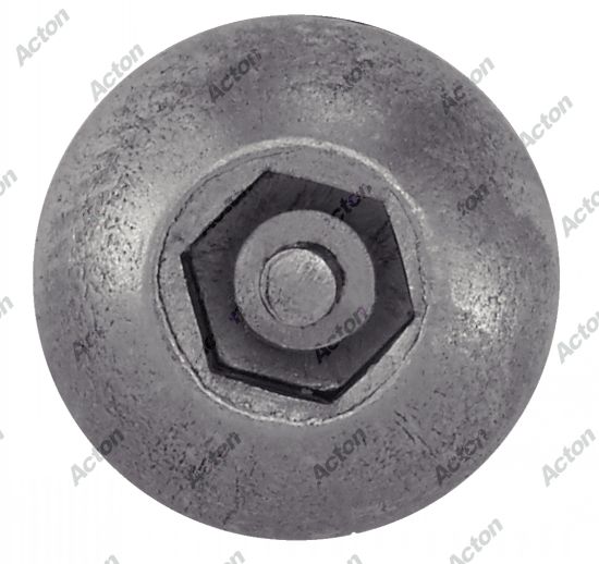 Vis tête bombée six pans creux inviolable avec teton central inox A2 3