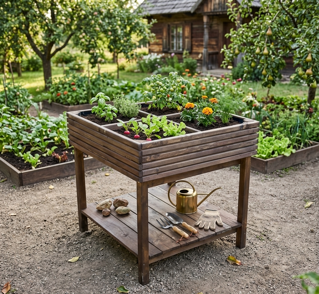 Potager sur pieds 4 cadres en bois 2