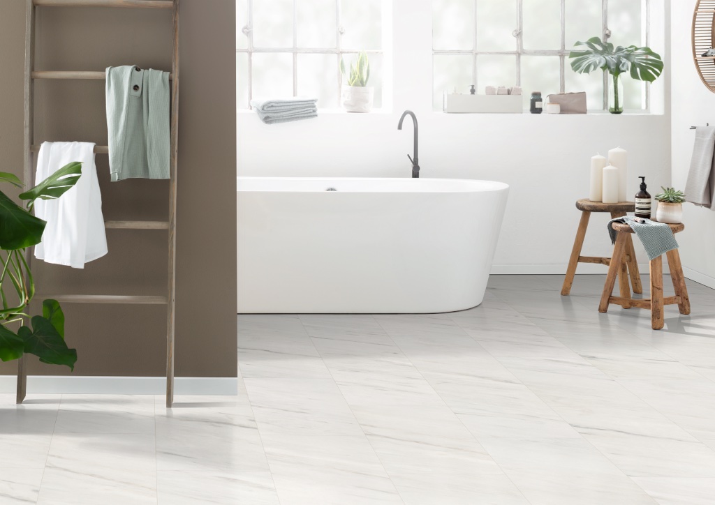 Lame de sol stratifié hydrofuge+ EGGER White Levanto Marble 2