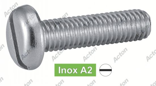 Vis à métaux tête cylindrique large fendue DIN 85 inox A2 Acton