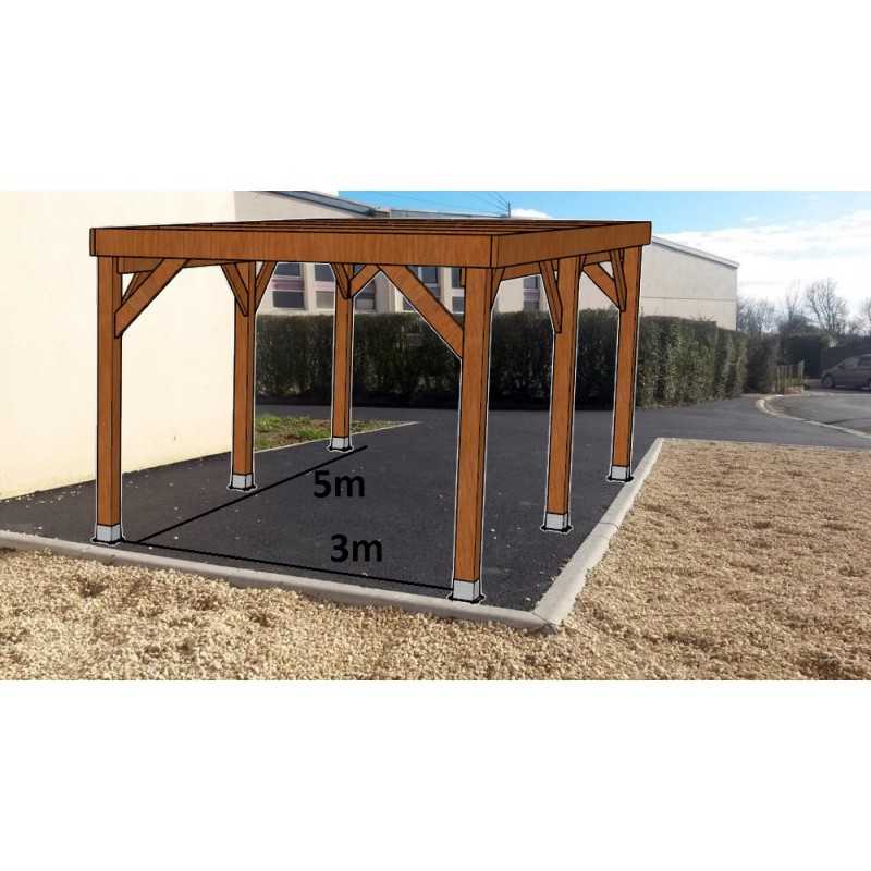 KIT Carport Bois Douglas Solide Dim. 3.20 m x 5.10 m. Livraison Gratuite FR