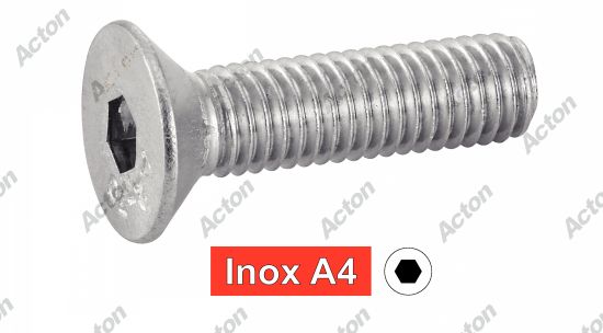 Vis à métaux ISO 10642 tête fraisée six pans creux inox A4 Acton