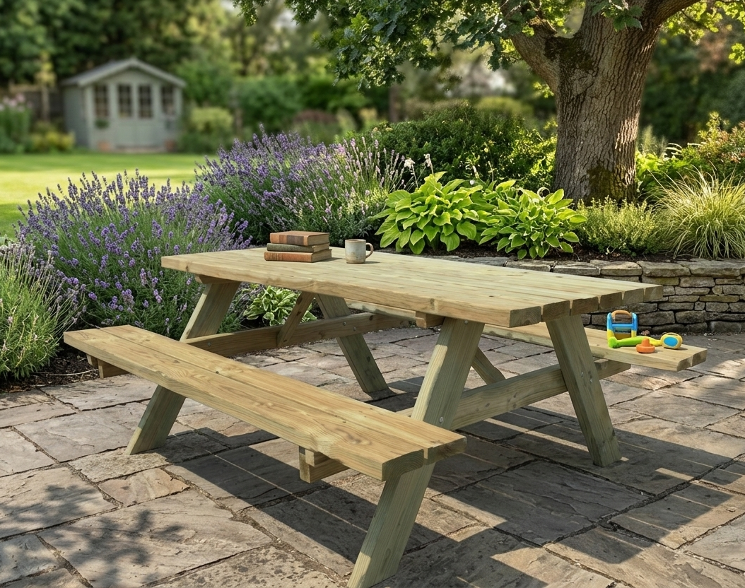 Table de pique-nique avec 2 bancs pliants 177 × 150 × 71 cm 2