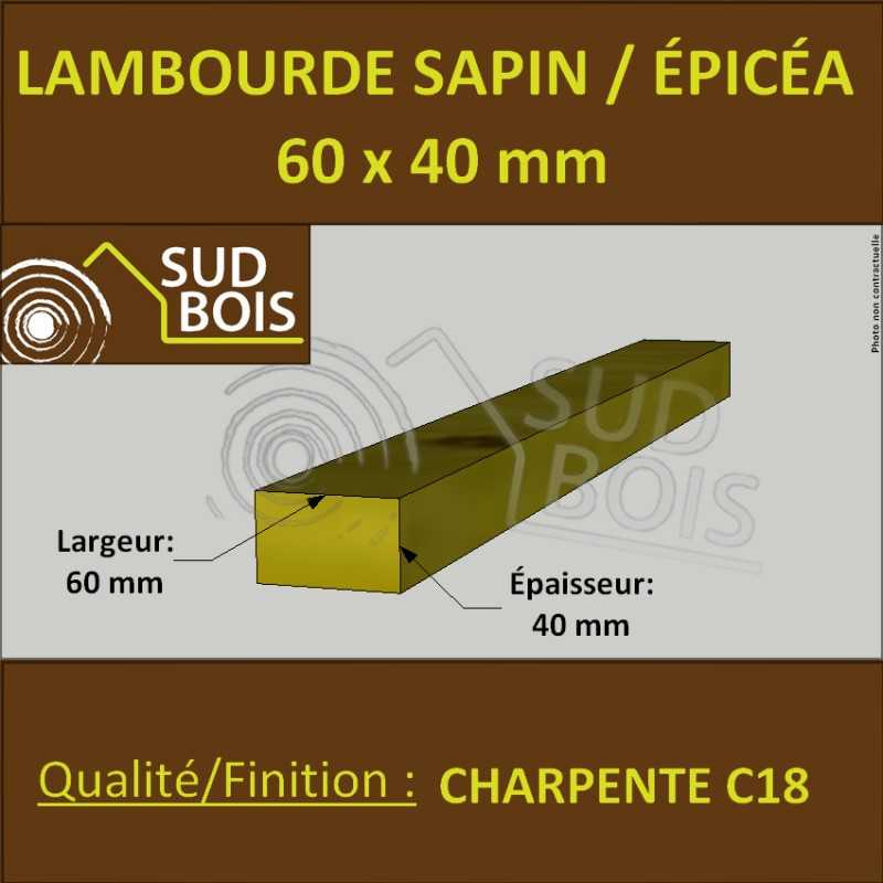 102 Lambourdes 60x40 Douglas Brut Traité Autoclave Cl. 4 Marron 3m 2