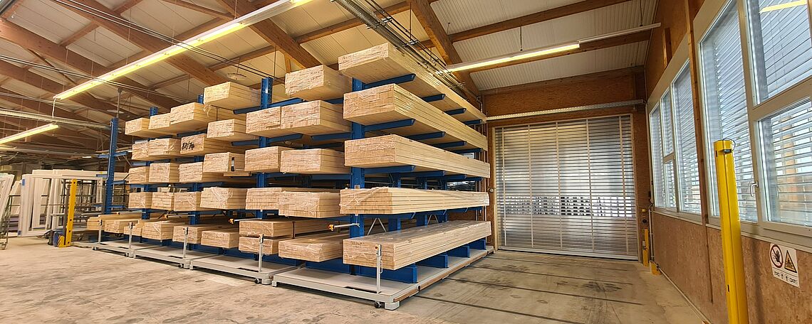Rayonnage cantilever mobile OHRA sur chariots de translation