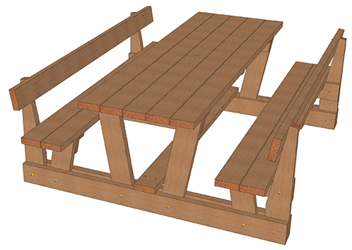 Table de pique-nique en douglas avec bancs 3