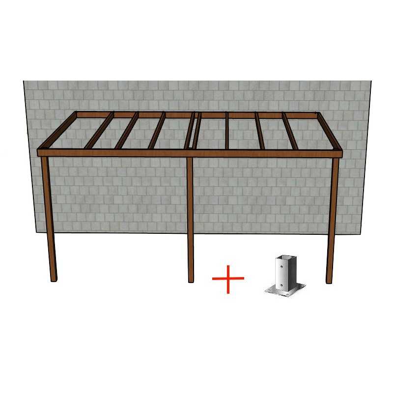 Kit Pergola / Carport Adossé Douglas Structure Légère 3m x 5m 2