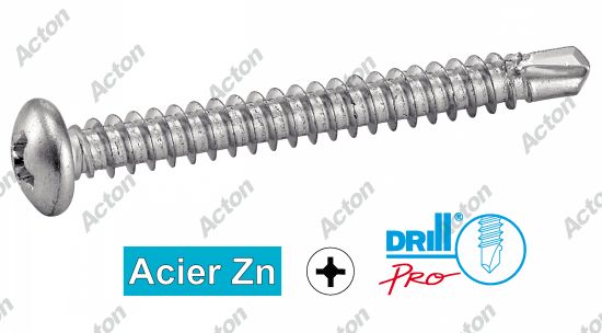 Vis autoperçantes tête cylindrique phillips acier zn - zingué blanc