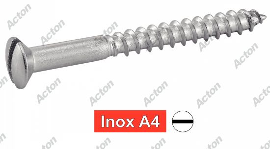 Vis à bois tête fraisée bombée fendue inox A4 - DIN 95 Acton