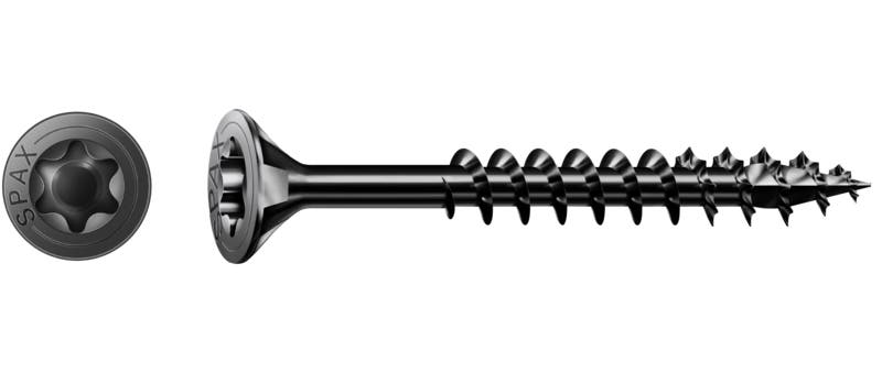 Vis universelle SPAX noir BLAX tête fraisée Ø 3–5 mm TX filet partiel