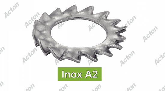Rondelle -eventail- à dentures exterieures az inox A2 - DIN 6798 à