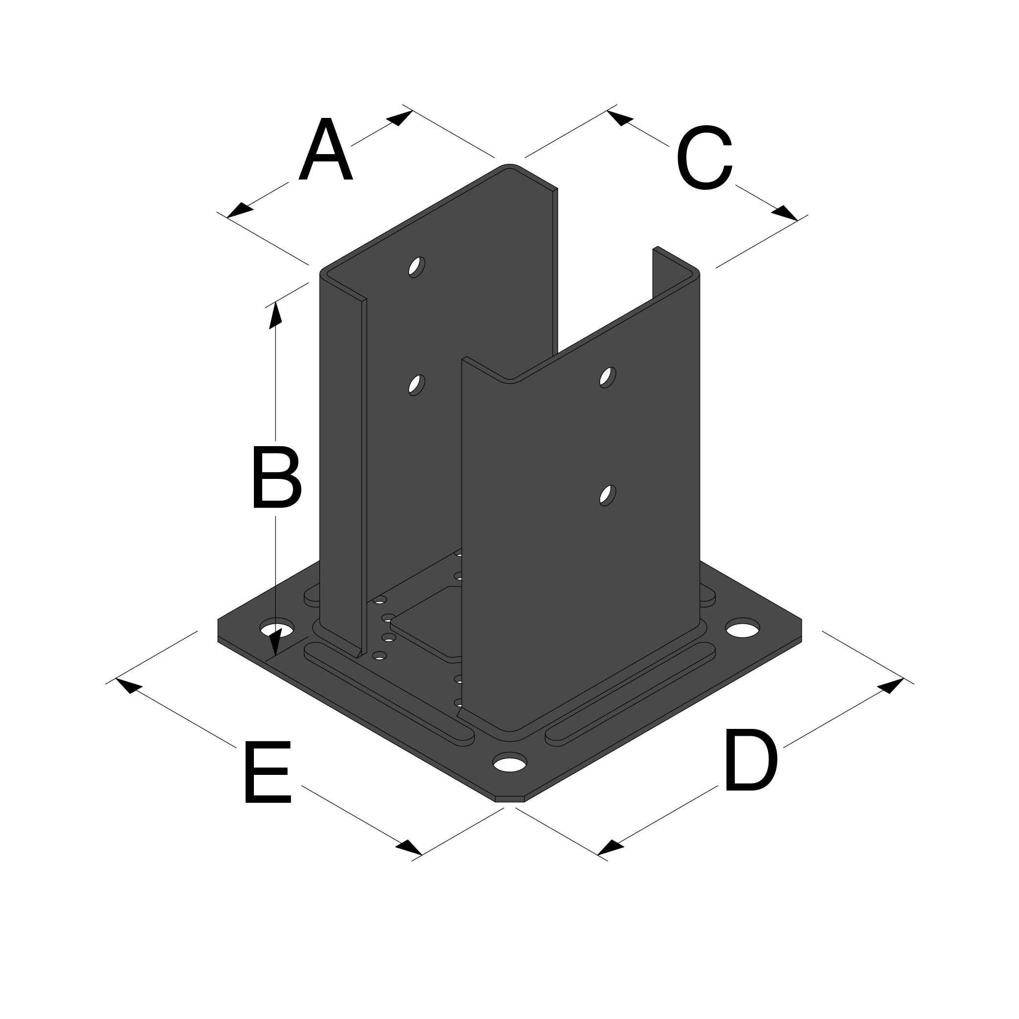 KIT FIX PPJNCPB Pied de poteau carré de jardin - Finition noire 3