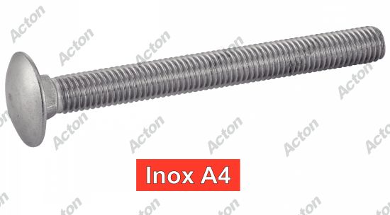 Vis à métaux tête ronde collet carré inox A4 - DIN 603 Acton