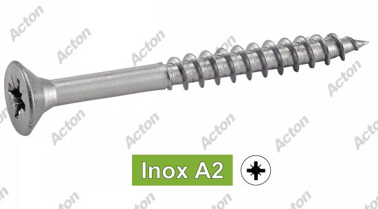 Vis pour bois aggloméré tête fraisée pozidrive filetage partiel inox