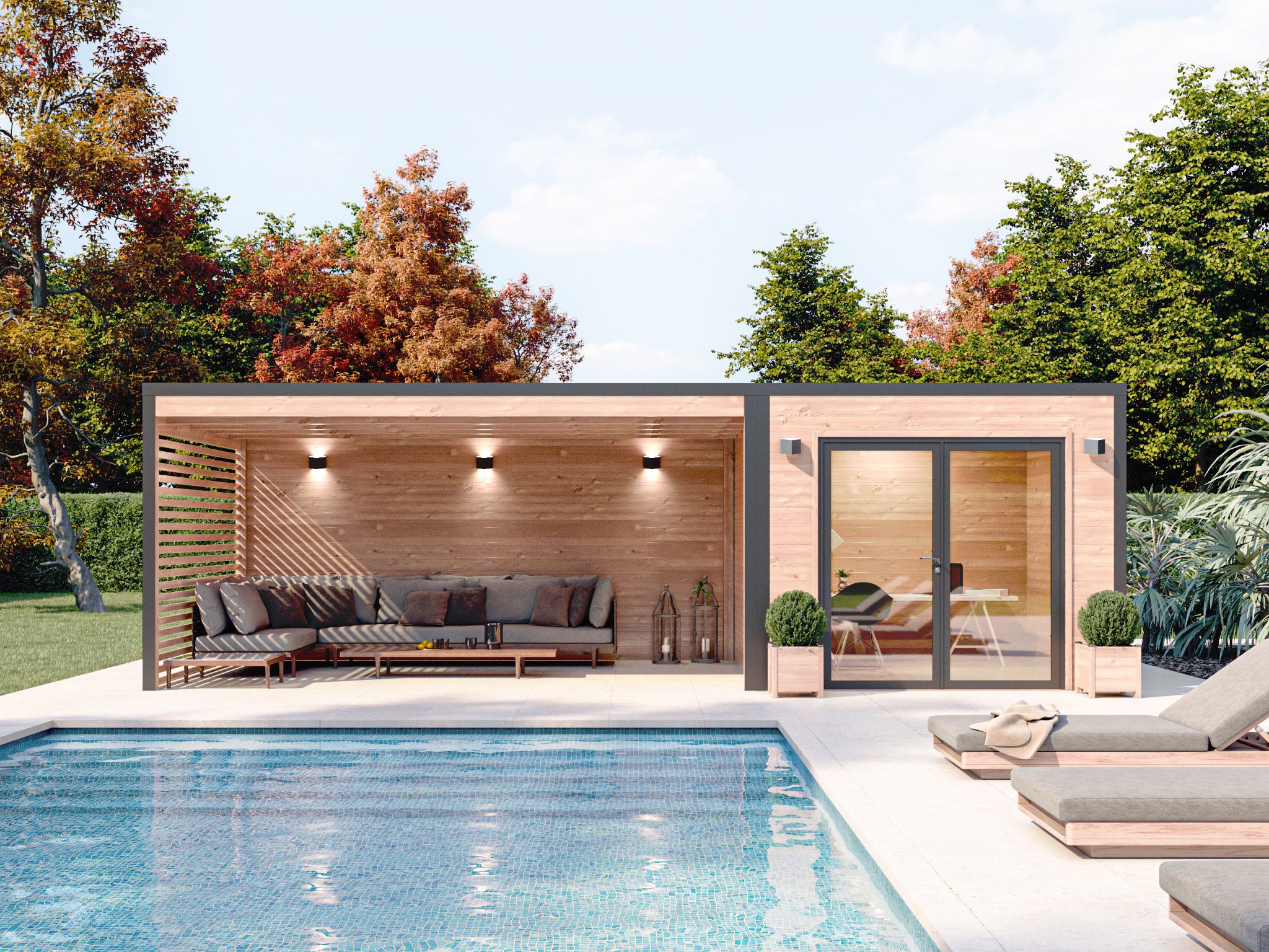Pool house bois et aluminium Brikawood Evasion 24 m²