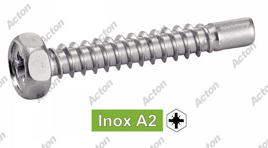 Vis à tôle tête hexagonale pozidrive avec bout pilote inox A2 Acton II