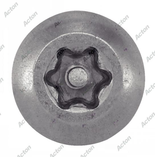 Vis à tôle tête bombée six lobes inviolable avec teton central inox 3