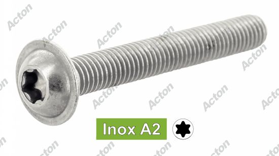 Vis à métaux type ISO 7380-2 tête bombée six lobes à à embase inox A2