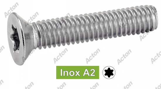 Vis à métaux tête fraisée six lobes ISO 14581 inox A2 Acton