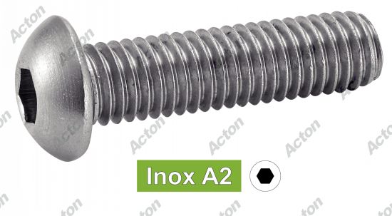 Vis à métaux ISO 7380-1 tête bombée six pans creux inox A2 Acton