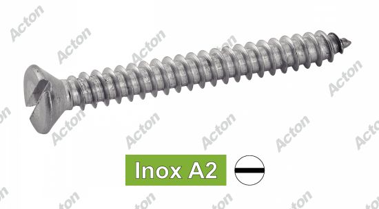 Vis à tôle tête fraisée fendue forme c inox A2 - DIN 7972 Acton