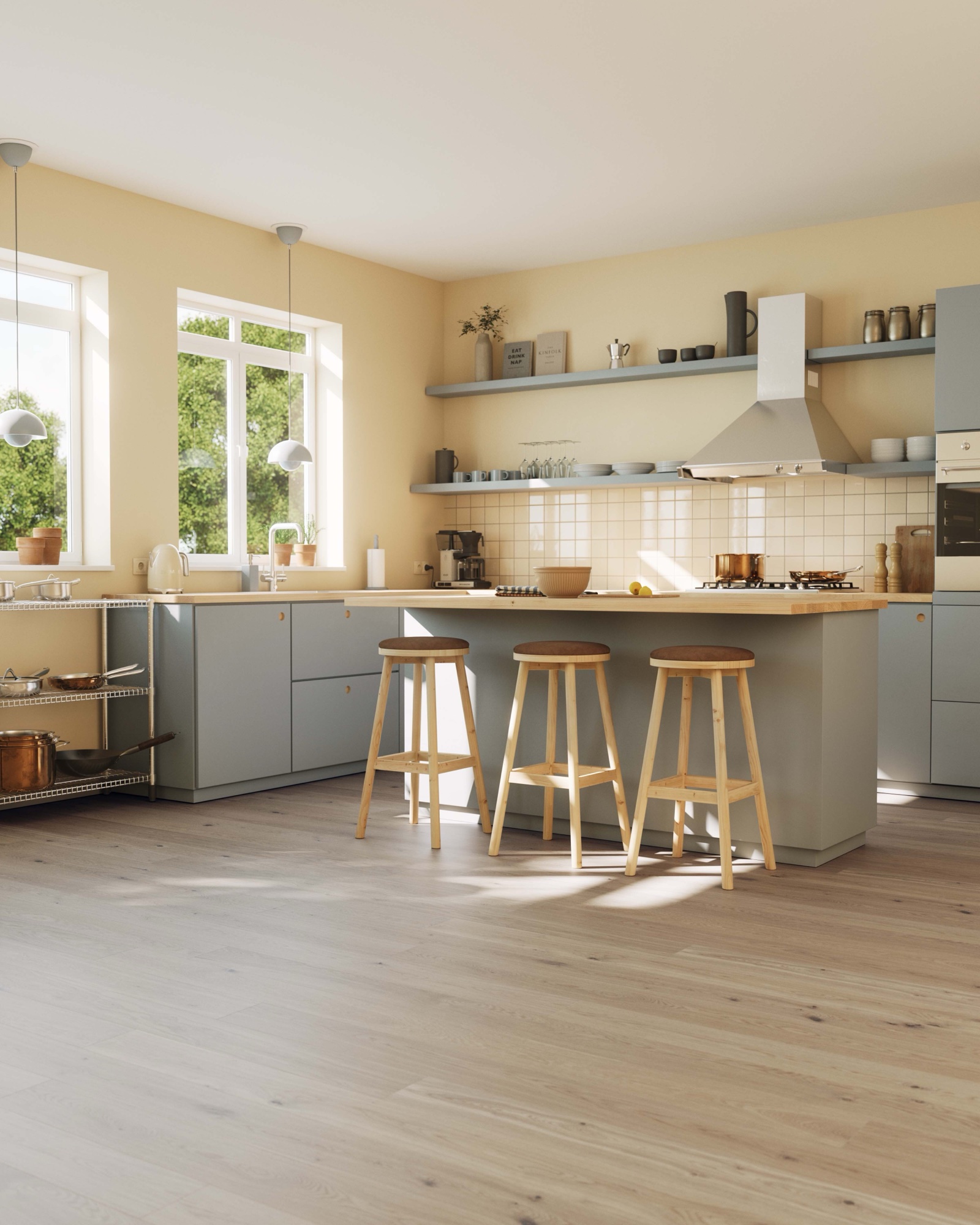 Lame de parquet hybride Bjelin Woodura Steninge chêne Misty White 4