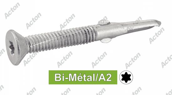 Vis autoperçantes à à ailettes tête fraisée crantée six lobes inox A2
