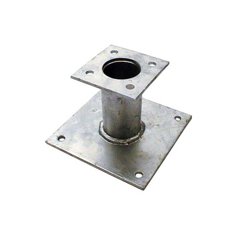 Pied de poteau fixe double platine galvanisé à chaud