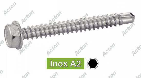 Vis autoperçantes tête hexagonale à à embase inox A2 - DIN 7504 k