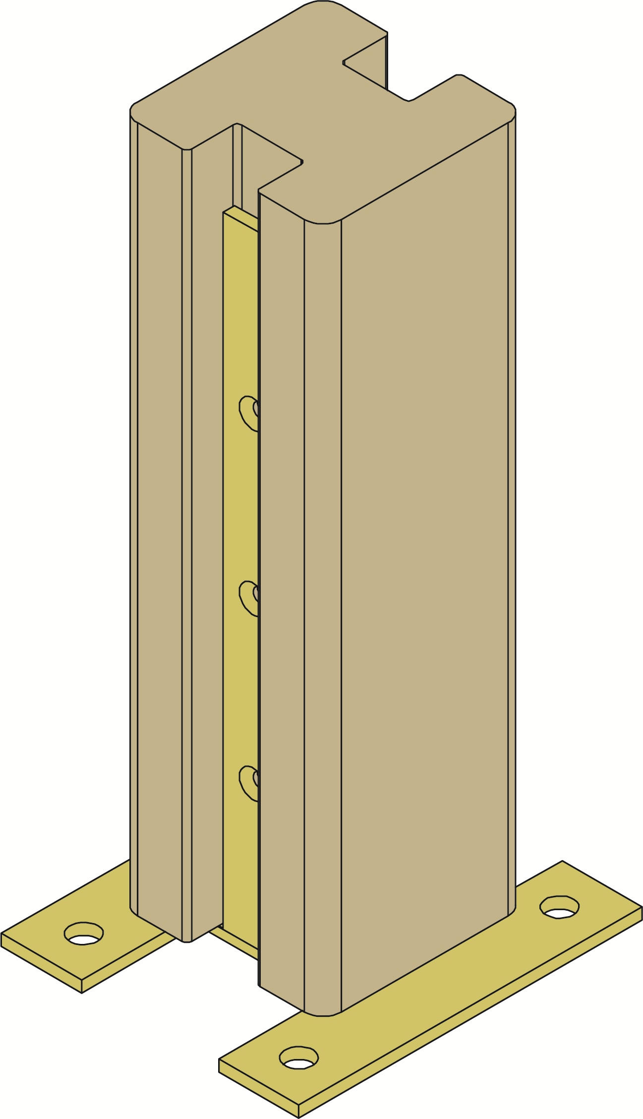 PBU Pied de poteau de jardin pour poteaux rainurés