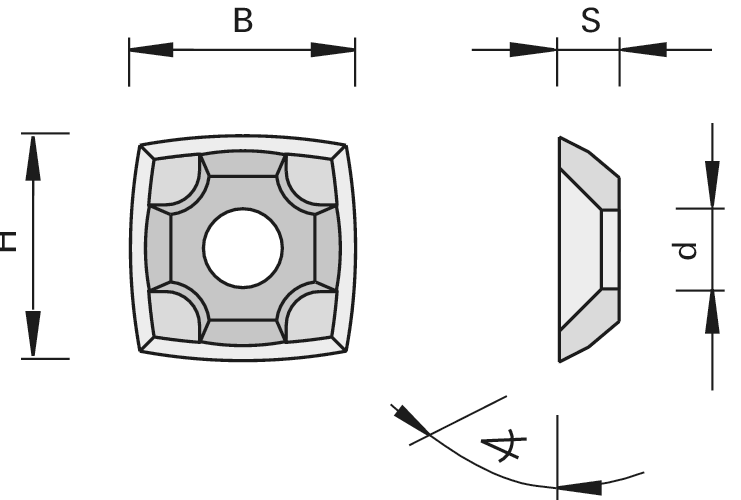 Plaquettes réversibles HW à 4 coupes et trous fraisés - EWD, Linck 2