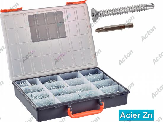 Coffret DIN 7504 o Vis autoperçantes TF phillips + + embouts acier