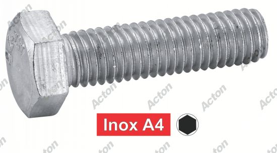 Vis à métaux tête hexagonale filetage total DIN 933 inox A4 Acton