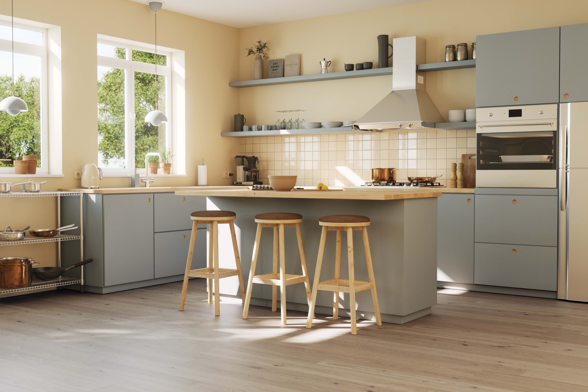 Lame de parquet hybride Bjelin Woodura Steninge chêne Misty White 2